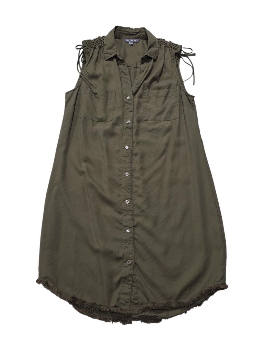 Sharagano Woman's Olive Green Sleeveless Dress Size 8- E68